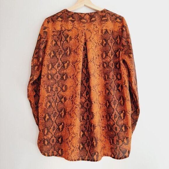 ONLY | Semi-Sheer Button Down Shirt Snake Print Sz 8 | Eur 40 Flawed - Picture 4 of 11